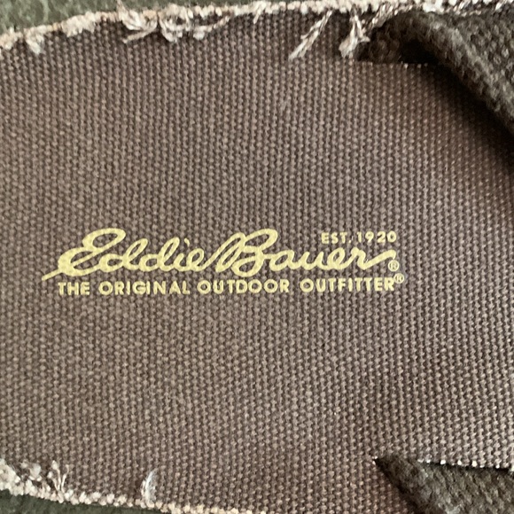 NWOT Eddie Bauer brown flip flops.  Size 11. Canvas and leather. - Picture 2 of 3